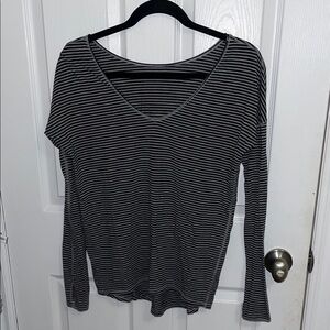 lululemon athletica Charcoal and Black Striped Long Sleeve Top